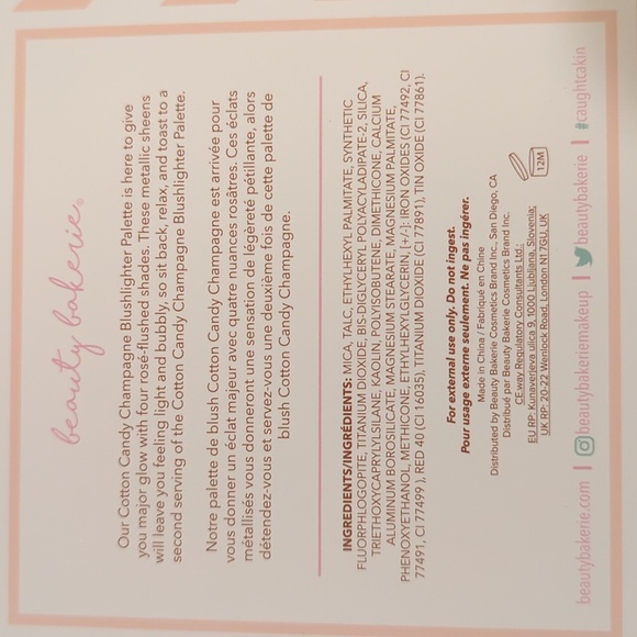 BEAUTY BAKERIE Cotton Candy Champagne Blushlighter Palette -Full Size- 4 Shades - Picture 5 of 5